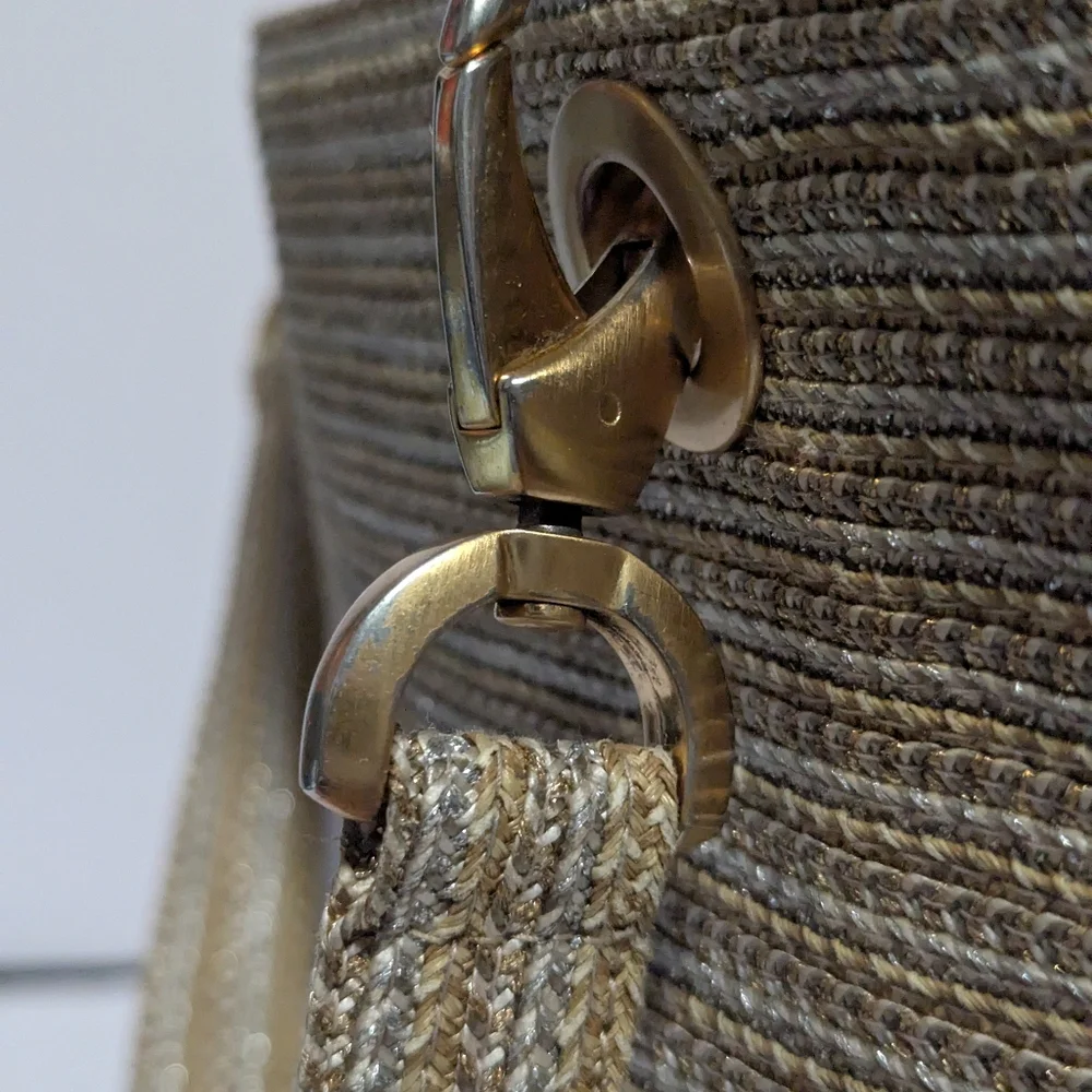 Eric Javits Metallic Silver & Straw Bag - Picture 11 of 16